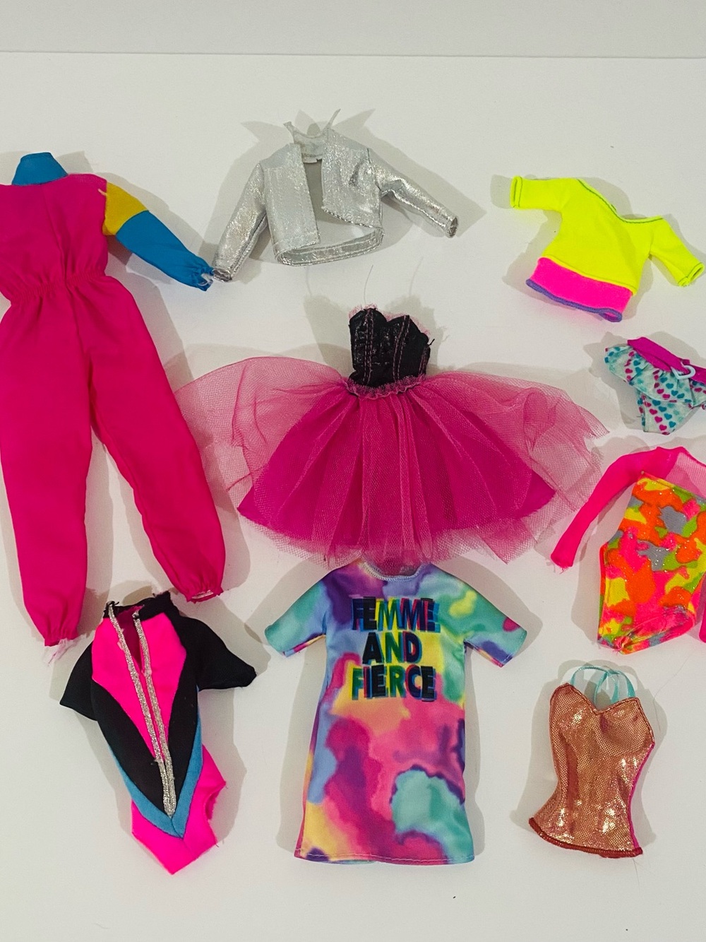 Kids Barbie doll Neon Pink Tutu & Outfit Set